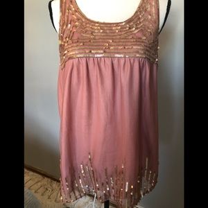 🏝5/$25 Ann Taylor LOFT sequins tank blouse Large